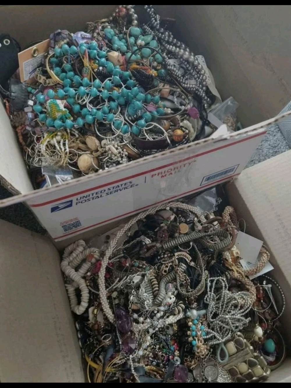 3 pounds jewelry lot rings necklaces earrings pins random selection from boxes